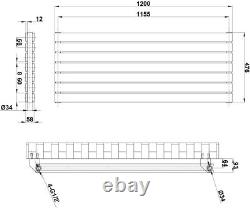 Horizontal Designer Radiator Flat Panel Double Column Heating Grey 1200x476mm