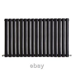 Horizontal Designer Radiator Oval Flat Panel Single Black 600x1004mm