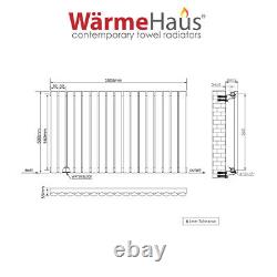 Horizontal Designer Radiator Oval Flat Panel Single Black 600x1004mm