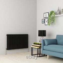 Horizontal Designer Radiator Oval Flat Panel Single Black 600x1004mm