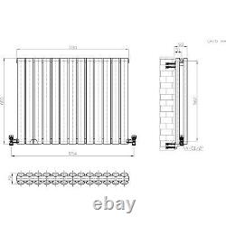 Horizontal Grey Radiator Column Designer Double Oval Panel 600 x 780 mm