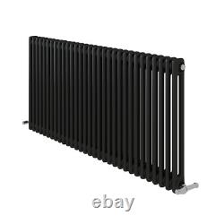 Horizontal Radiator 2 Column Traditional Cast Iron Style 600 x 1415mm Anthracite