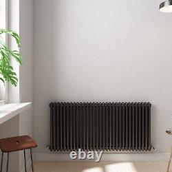 Horizontal Radiator 2 Column Traditional Cast Iron Style 600 x 1415mm Anthracite