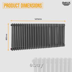 Horizontal Radiator 2 Column Traditional Cast Iron Style 600 x 1415mm Anthracite