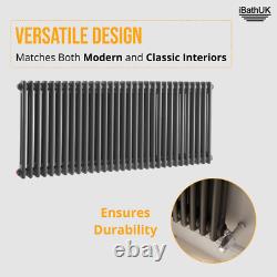 Horizontal Radiator 2 Column Traditional Cast Iron Style 600 x 1415mm Anthracite