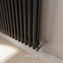 Horizontal Radiator 2 Column Traditional Cast Iron Style 600 x 1415mm Anthracite