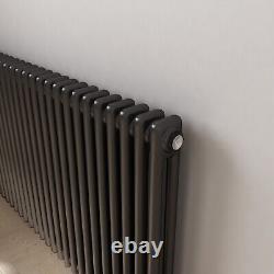 Horizontal Radiator 2 Column Traditional Cast Iron Style 600 x 1415mm Anthracite