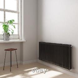 Horizontal Radiator 2 Column Traditional Cast Iron Style 600 x 1415mm Anthracite