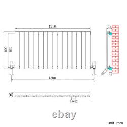 Horizontal Radiator 600x1216mm White Single Flat Panel Central Heating Rad