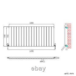 Horizontal Radiator Anthracite 600x1360mm Single Flat Panel Central Heating Rads