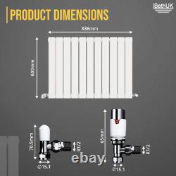 Horizontal Radiator Flat Slim Double Angled Valve Anthracite Grey White Heater