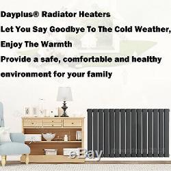 Horizontal Radiator Heated Central Heating Flat Oval Panel Anthracite White Home