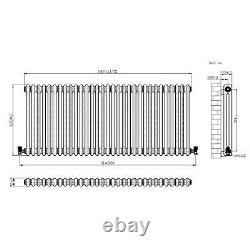 Horizontal Radiator Traditional 2 Column Raw Metal Iron Style Rads 600 x 1415mm