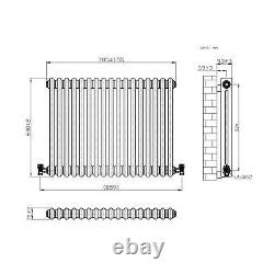 Horizontal Radiator Traditional 2 Column Raw Metal Iron Style Rads 600 x 785mm