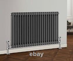 Horizontal Traditional 2 column anthracite Central Heating Radiator 300x790mm