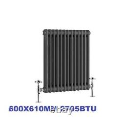 Horizontal Traditional 2 column anthracite Central Heating Radiator 600x610mm