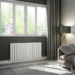 Horizontal Vertical Radiator Flat Panel Tall Central Heating White with Valves