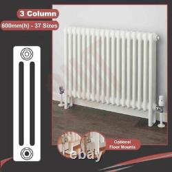 Horizontal White 3 Column Traditional Radiators 600mm(h) KORONA (37 Sizes)