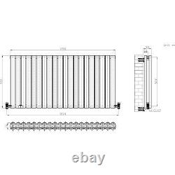 Horizontal White Radiator Column Designer Double Oval Panel 600 x 1200mm