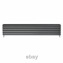 Ingarsby Oval Column Radiator Double Horizontal Panels Anthracite 1500x350mm