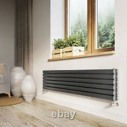 Ingarsby Oval Column Radiator Double Horizontal Panels Anthracite 1500x350mm