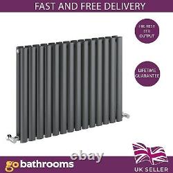 Ingarsby Oval Column Radiator Horizontal Double Panel Anthracite 600x820mm