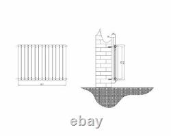 Ingarsby Oval Column Radiator Horizontal Double Panel Anthracite 600x820mm