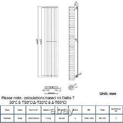 Meykoers White Vertical Radiator Designer Flat Panel Oval Column 1800 1600 Tall