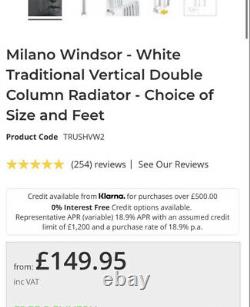 Milano Windsor Best Heating White vertical column traditional radiator