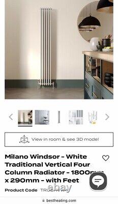 Milano Windsor Radiator White Vertical Four Column