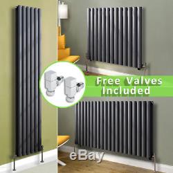 Modern Anthracite Oval Column Panel Designer Radiator Central Heating With Valve