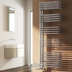 Modern Designer Chrome Straight Round Heated Towel Rail Bathroom Radiator Reina