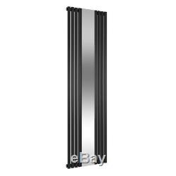 Modern Designer Mirror Black Polished Vertical Single Radiator Central Heating