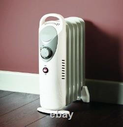 Netagon Home Work White 5 Fin Portable Oil Filled Radiator Heater + Thermostat