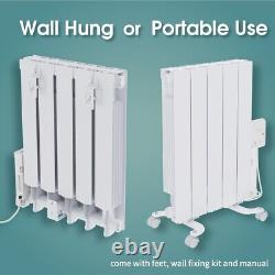 Oil Filled Electric Radiator Wall Mounted Portable Heater Thermostat WIFI Timer