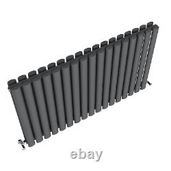 Oval Horizontal Designer Radiator in Black, White, Anthracite Grey SINGLE DOUBLE