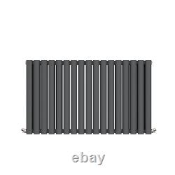 Oval Horizontal Designer Radiator in Black, White, Anthracite Grey SINGLE DOUBLE