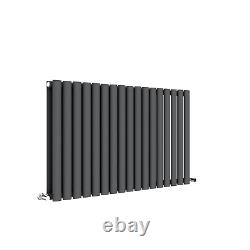 Oval Horizontal Designer Radiator in Black, White, Anthracite Grey SINGLE DOUBLE