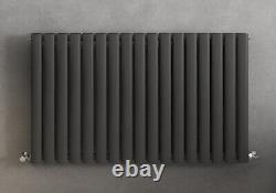 Oval Horizontal Designer Radiator in Black, White, Anthracite Grey SINGLE DOUBLE