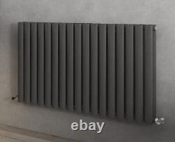 Oval Horizontal Designer Radiator in Black, White, Anthracite Grey SINGLE DOUBLE