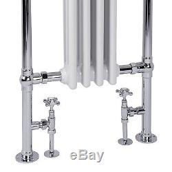 Pair of Chrome Traditional Heated Towel Radiator Rail Valves Central Heating
