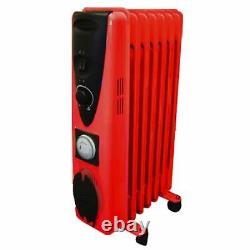 Portable 7 Fin 1500W Electric OIL FILLED RADIATOR Heater With Timer & Thermostat