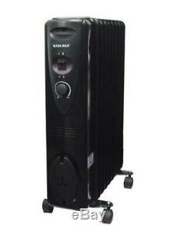 Portable 9 Fin 2000w Electric OIL FILLED RADIATOR Heater With 3 Heat Settings