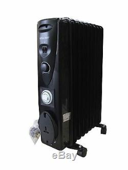 Portable 9 Fin 2000w Electric OIL FILLED RADIATOR Heater With Timer & Thermostat