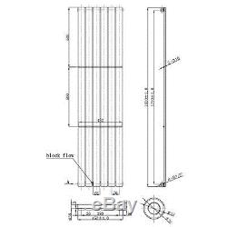 Quebec Chrome 1800x452 Vertical Flat Panel Designer Radiator Central Heating