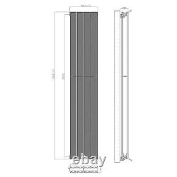 RadiLux Designer Radiator Vertical Double Flat Panel Rad Anthracite 1600x304mm