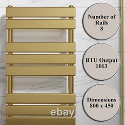 RadiLux Flat Panel Heated Towel Rail Brushed Brass 800 x 450mm