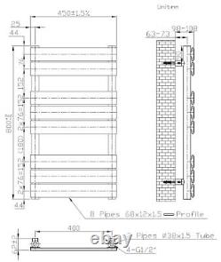 RadiLux Flat Panel Heated Towel Rail Brushed Brass 800 x 450mm