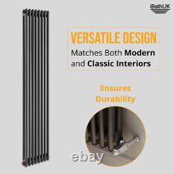 Radiator Designer Anthracite Grey Bathroom 2 Column Central Heating 1800x380mm