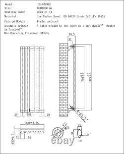 Radiator Designer Oval Column Horizontal Gas Heater AnthaciteBlackWhite